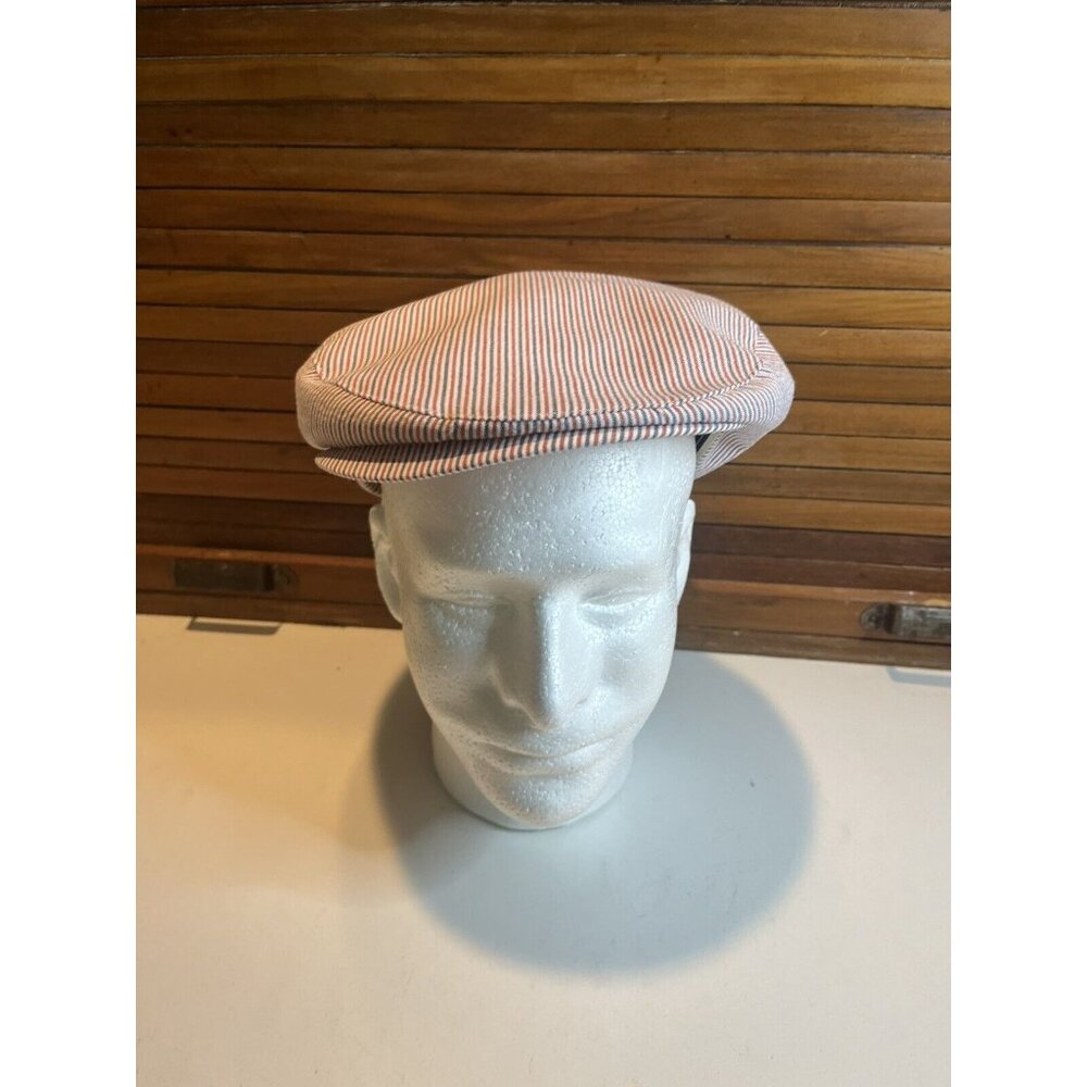 Stefeno Sport Italian Striped Textured Newsies Newsboy Hat Blue/Red SZ 61 XL